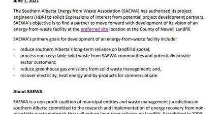 SAEWA authorizes HDR to issue REOI for EFW Project Development Partner